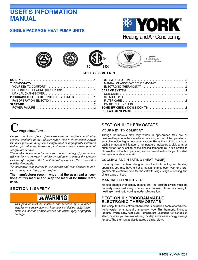 York 161038-YUM-A-1205 User's information manual