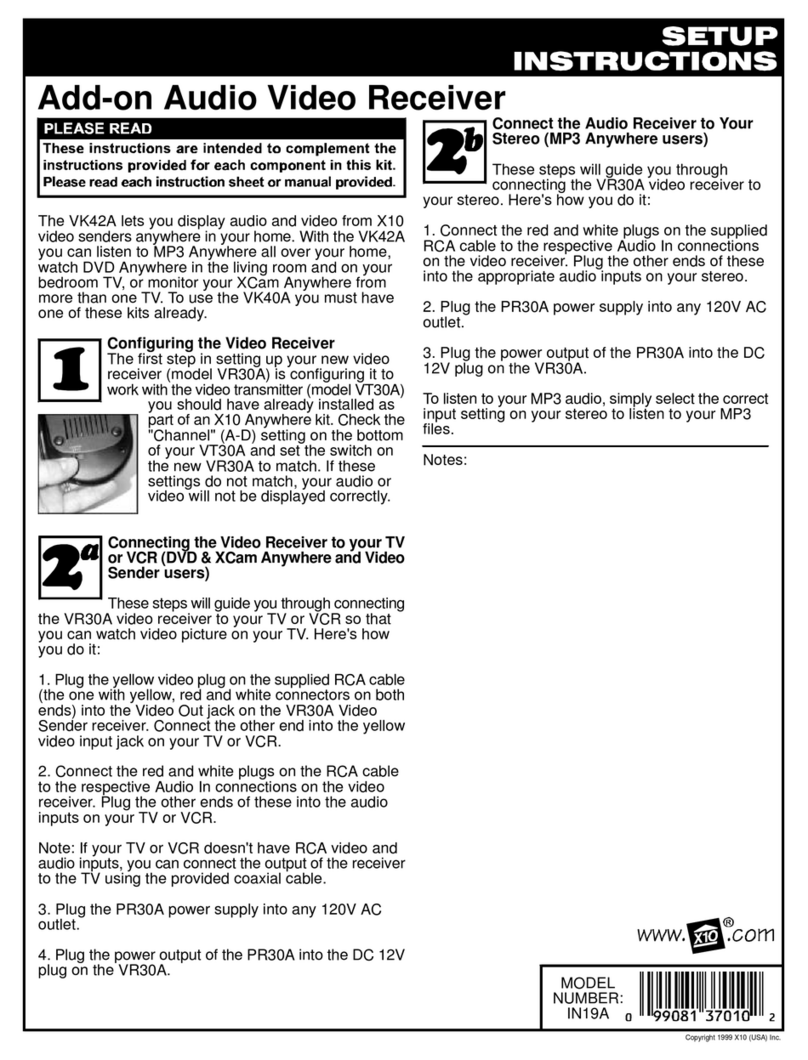 X10 Add-on Audio Video Receiver VK42A Setup instructions