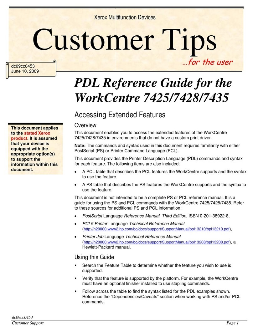 Xerox CUSTOMER TIPS 7425/7428/7435 User manual