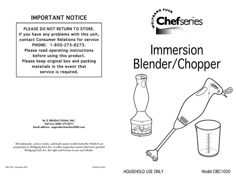 Wolfgang Puck CHEFSERIES CIBC1000 user manual