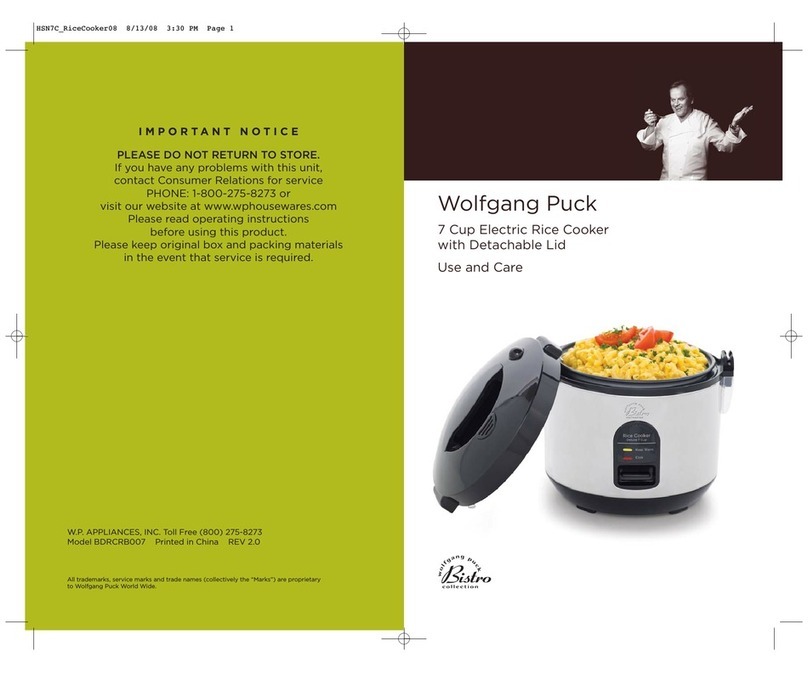 Wolfgang Puck Bistro BDRCRB007 Use and care