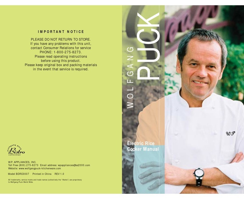 Wolfgang Puck Bistro BDRC0007 user manual