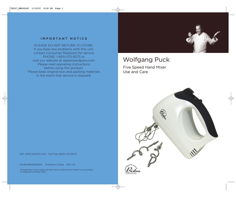 Wolfgang Puck BISTRO BHM00240C Use and care