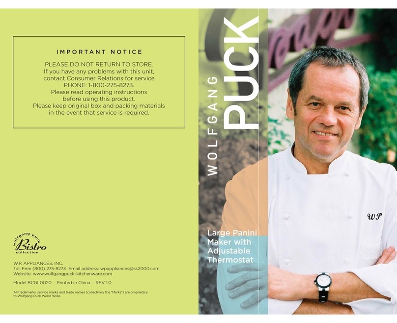 Wolfgang Puck BISTRO BCGL0020 User manual Wolfgang Puck BISTRO BCGL0020 User manual