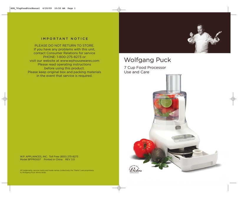 Wolfgang Puck Bistro BFPR0007 Use and care