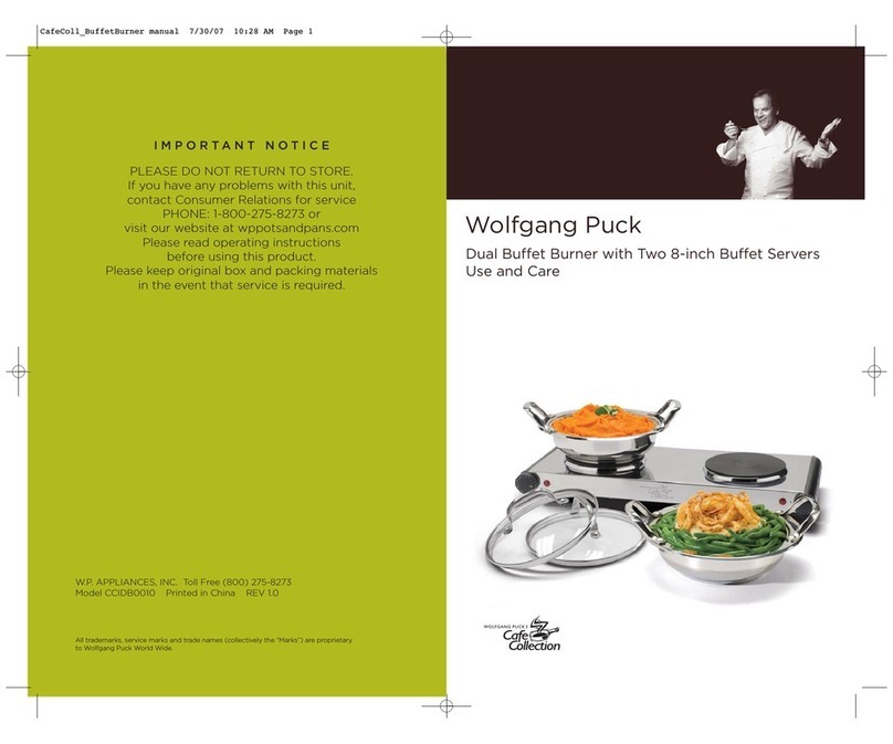 Wolfgang Puck Cafe Collection CCIDB0010 Use and care