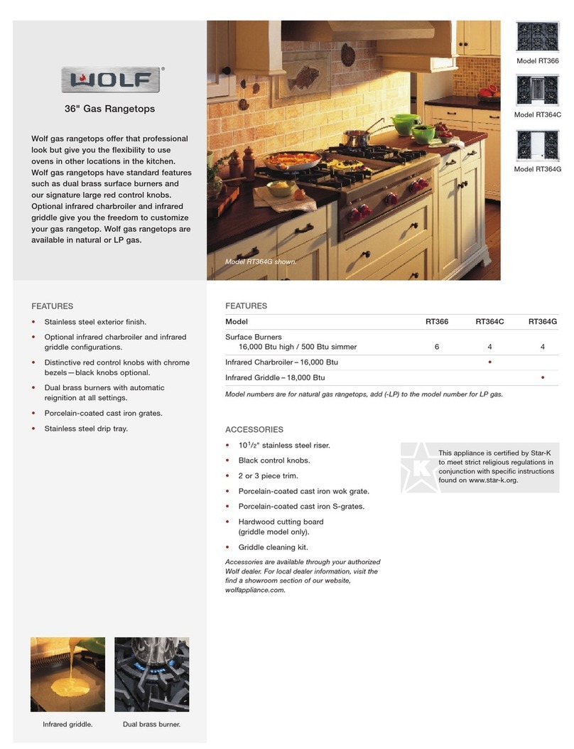 Wolf RT362F Specification sheet