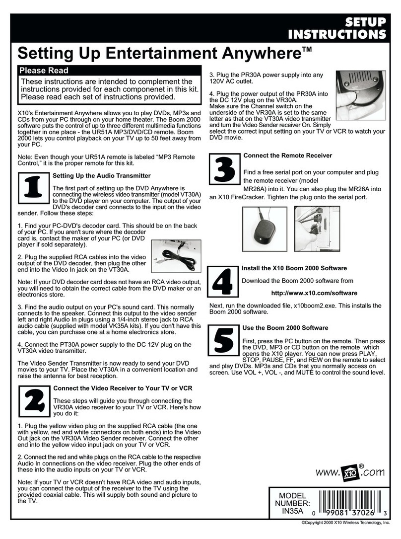 X10 X10 Entertainment Anywhere PR30A Setup instructions X10 X10 Entertainment Anywhere PR30A Setup instructions