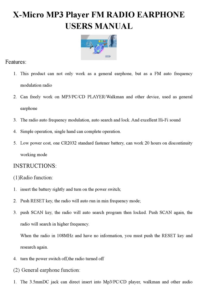 X-Micro P3 Player FM RADIO EARPHONE User manual