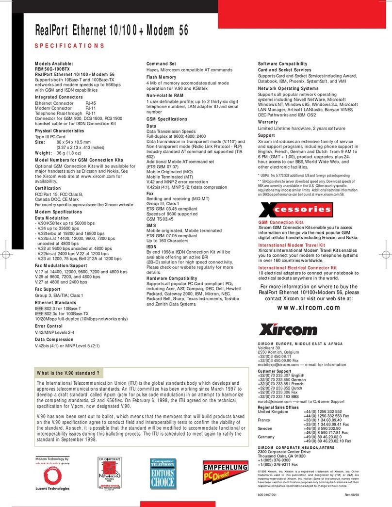Xircom RealPort REM56G-100BTX User manual