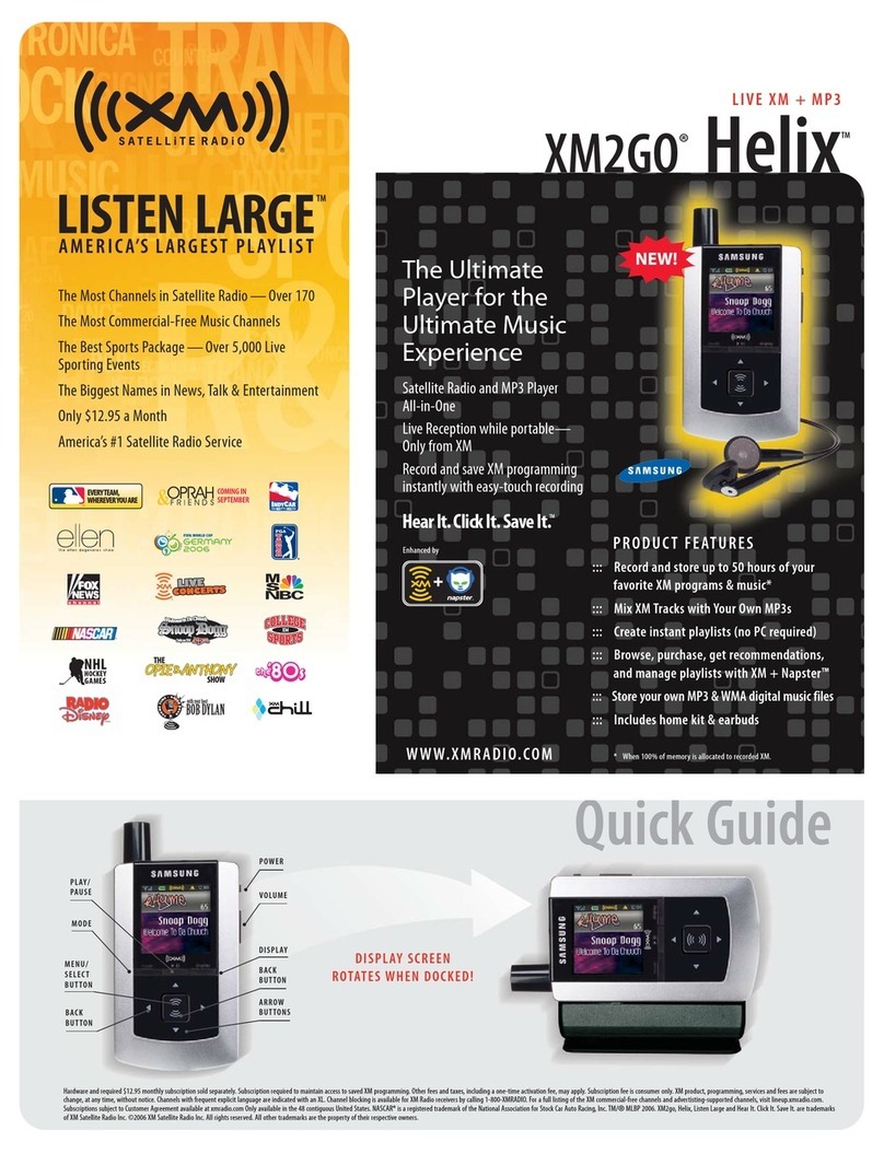 XM Satellite Radio XM2GO - MyFi Portable Satellite Radio user manual