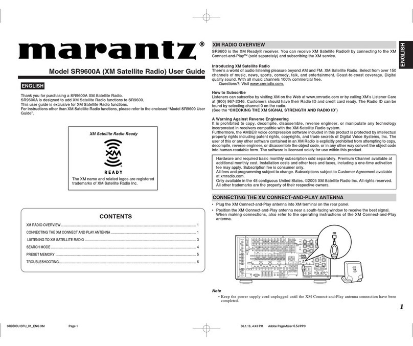 XM Satellite Radio SR9600A User manual