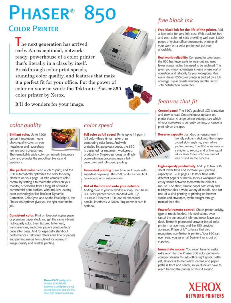 Xerox 850DX - Phaser Color Solid Ink Printer User manual Xerox 850DX - Phaser Color Solid Ink Printer User manual
