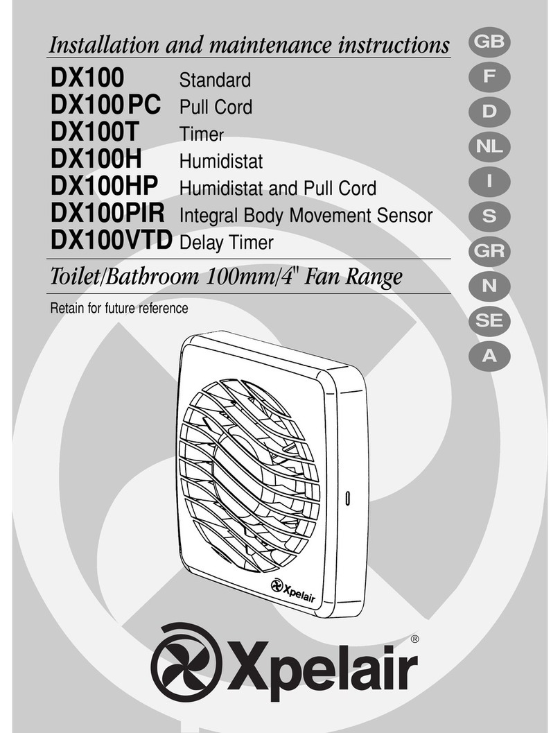 Xpelair 100MM/4" RANGE DX100 Installation and maintenance instructions