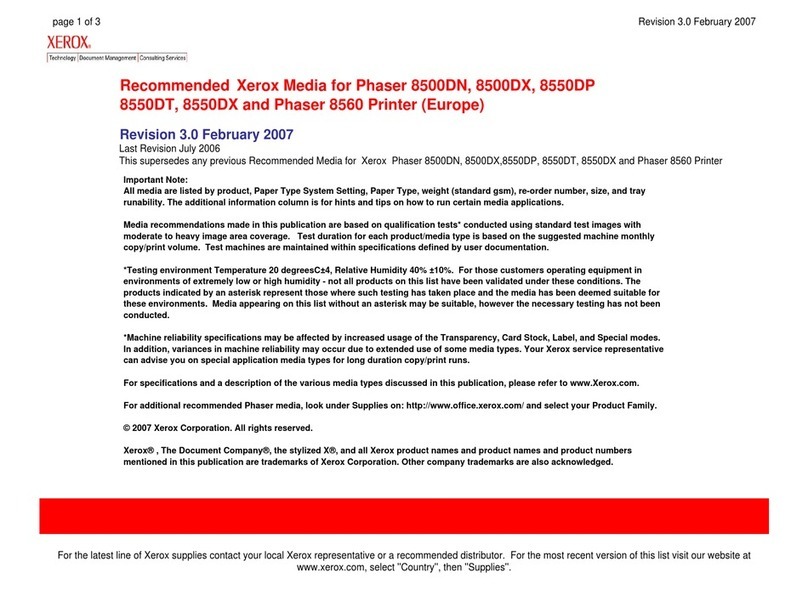 Xerox 8500DN - Phaser Color Solid Ink Printer User manual