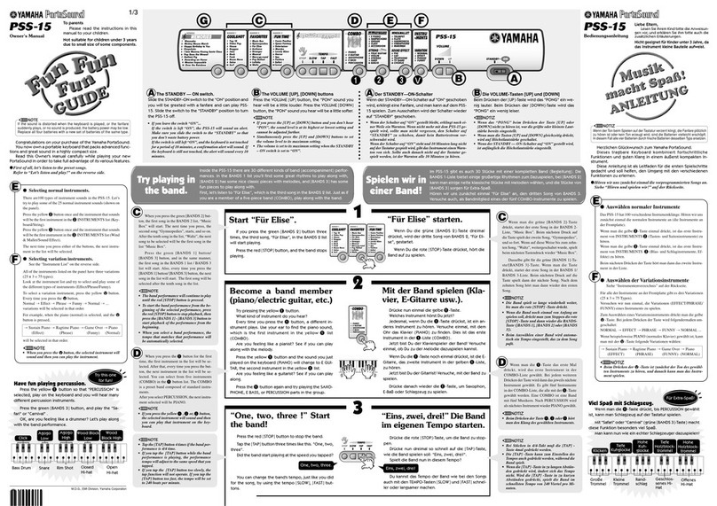 Yamaha PortaSound PSS-15 owner's manual