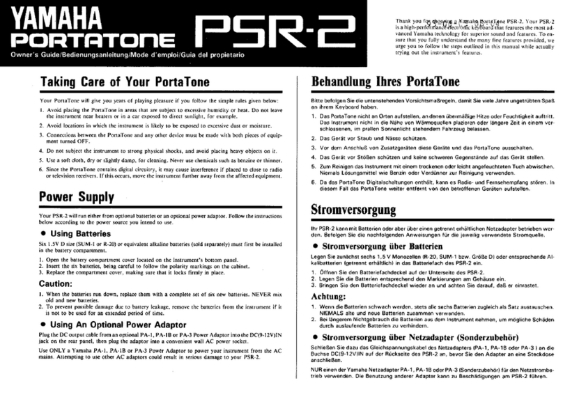 Yamaha PortaTone PSR-2 owner's guide