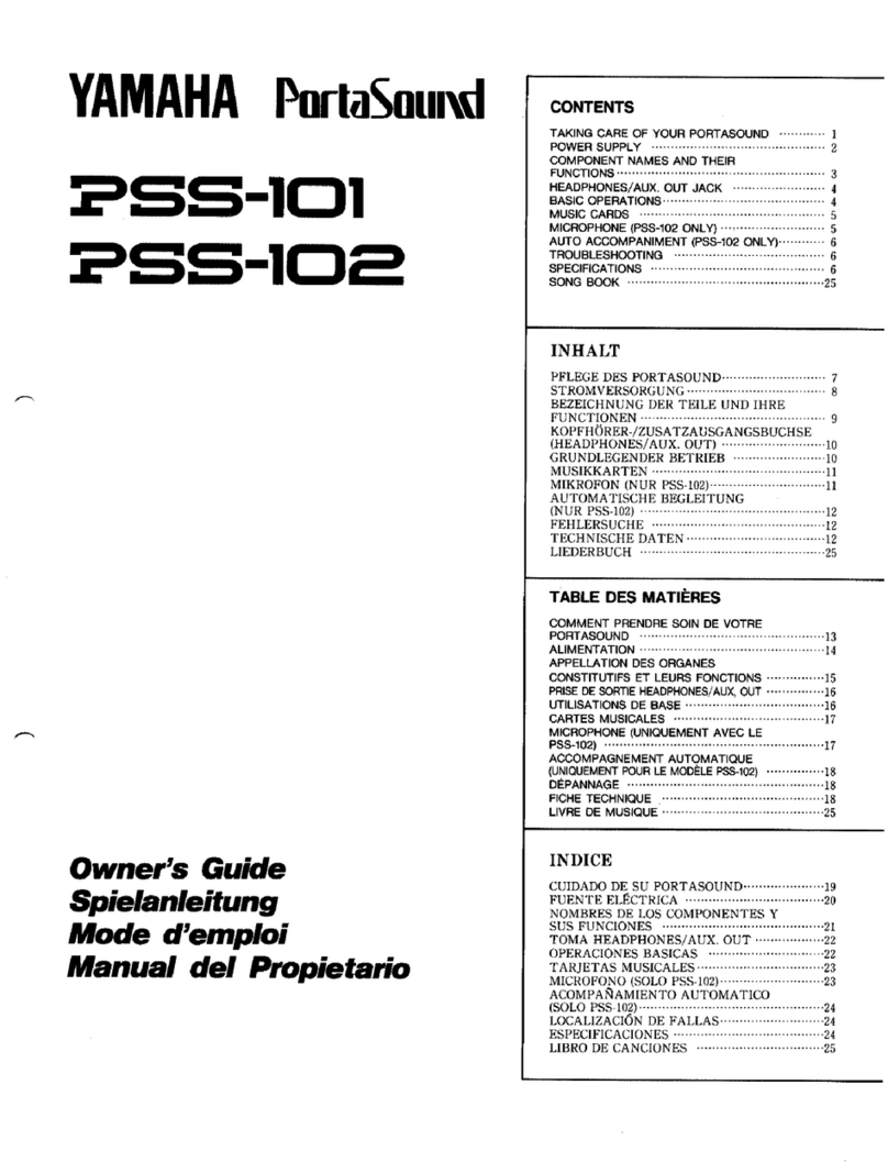 Yamaha PortaSound PSS-101 User guide