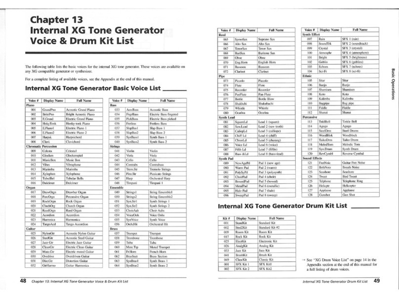 Yamaha Internal XG Tone Generator User manual