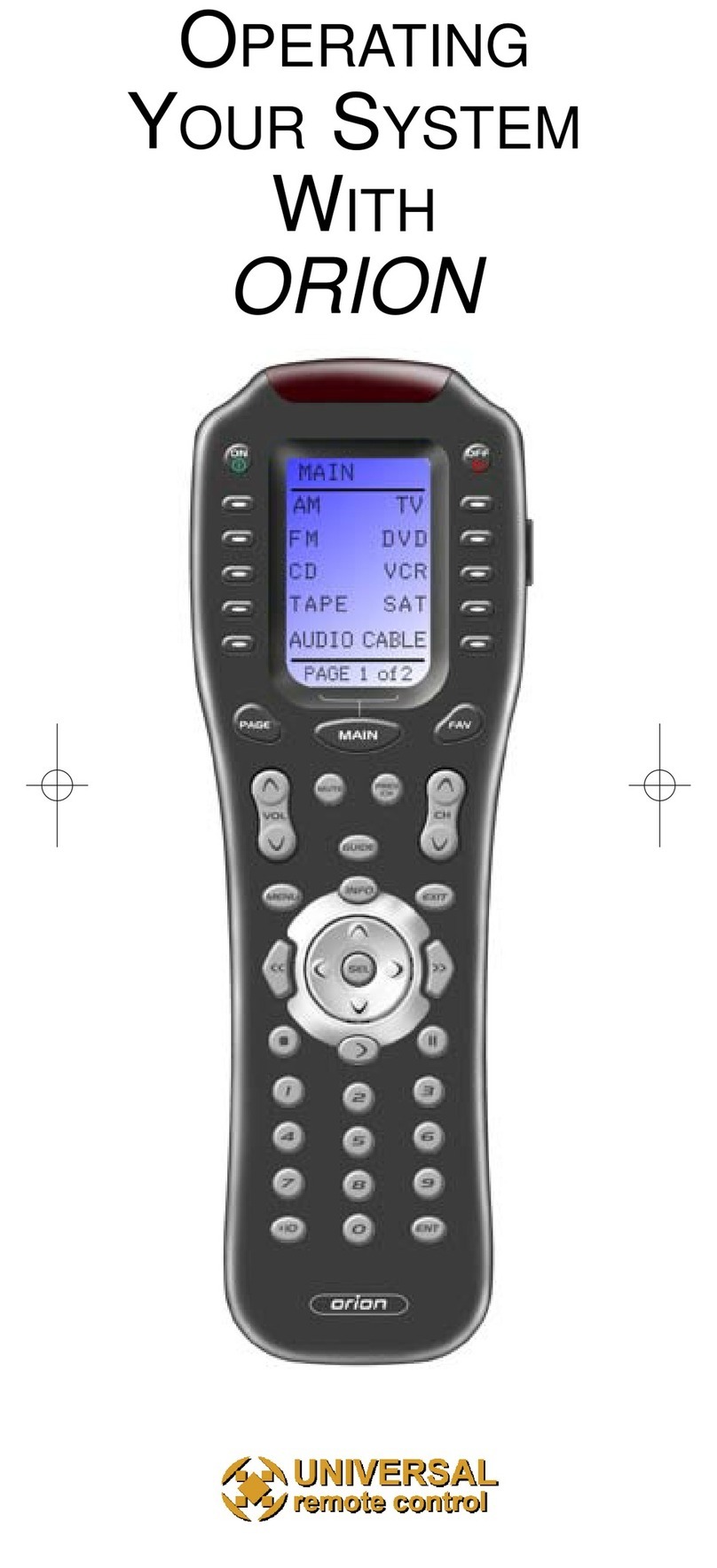 Universal Remote Control ORION MX-850 owner's manual