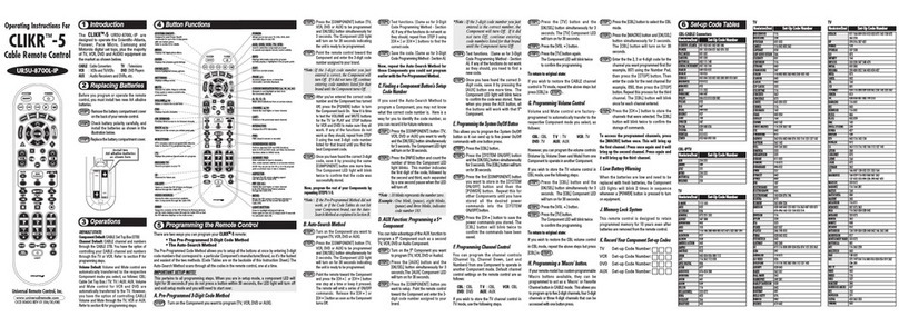 Universal Remote Control CLIKR-5 UR5U-8700L-IP User manual