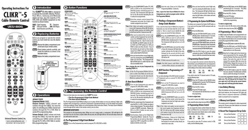 Universal Remote Control CLIKR-5 UR5U-8800L User manual