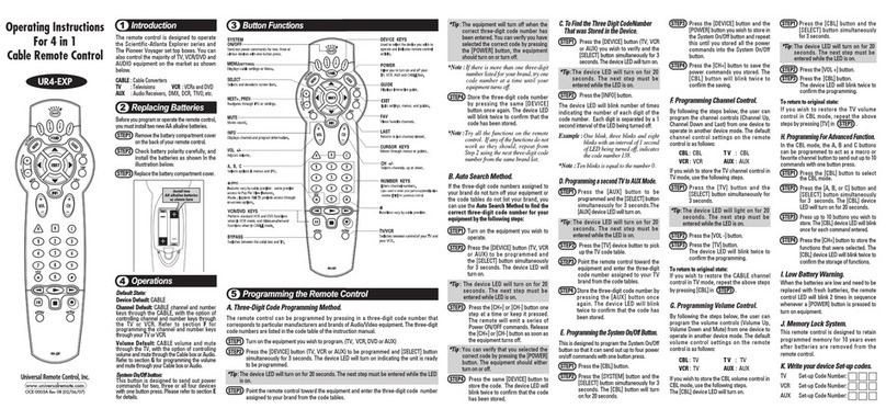 Universal Remote Control UR4-EXP User manual