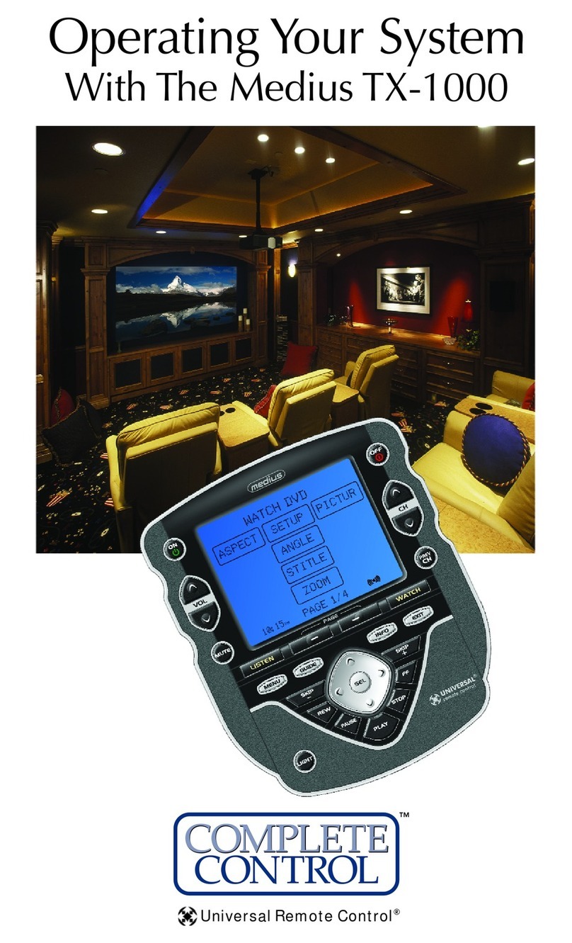 Universal Remote Control Medius TX-1000 Complete Control owner's manual