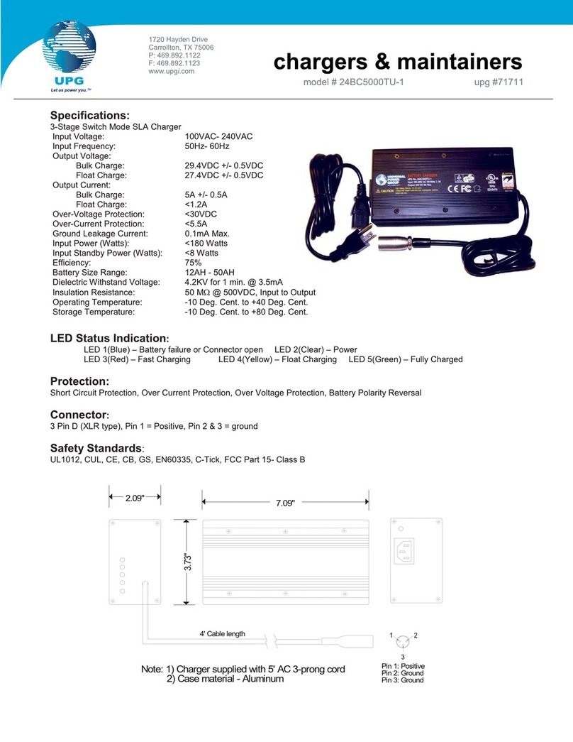 Universal Electronics 3-Stage Switch Mode SLA Charger 24BC5000TU Specification sheet Universal Electronics 3-Stage Switch Mode SLA Charger 24BC5000TU Specification sheet