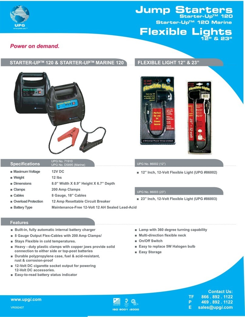 Universal Power Group Jump Starters Specification sheet