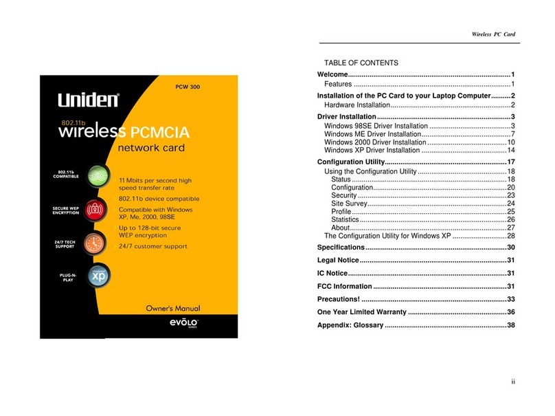 Uniden PCW300 owner's manual