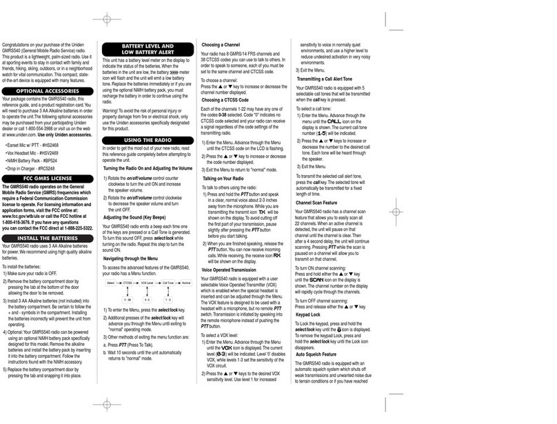 Uniden GMRS540 manual