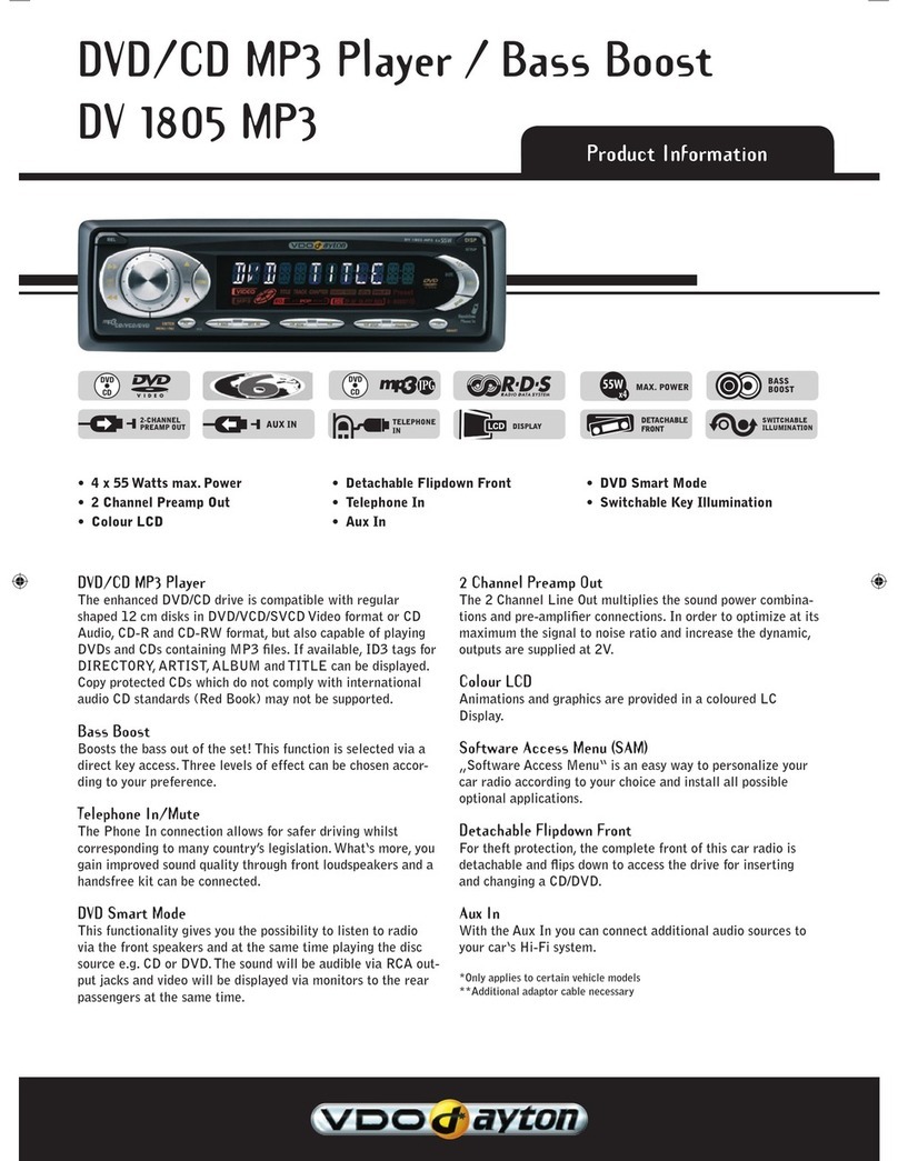 VDO DV 1805 MP3 Specification sheet