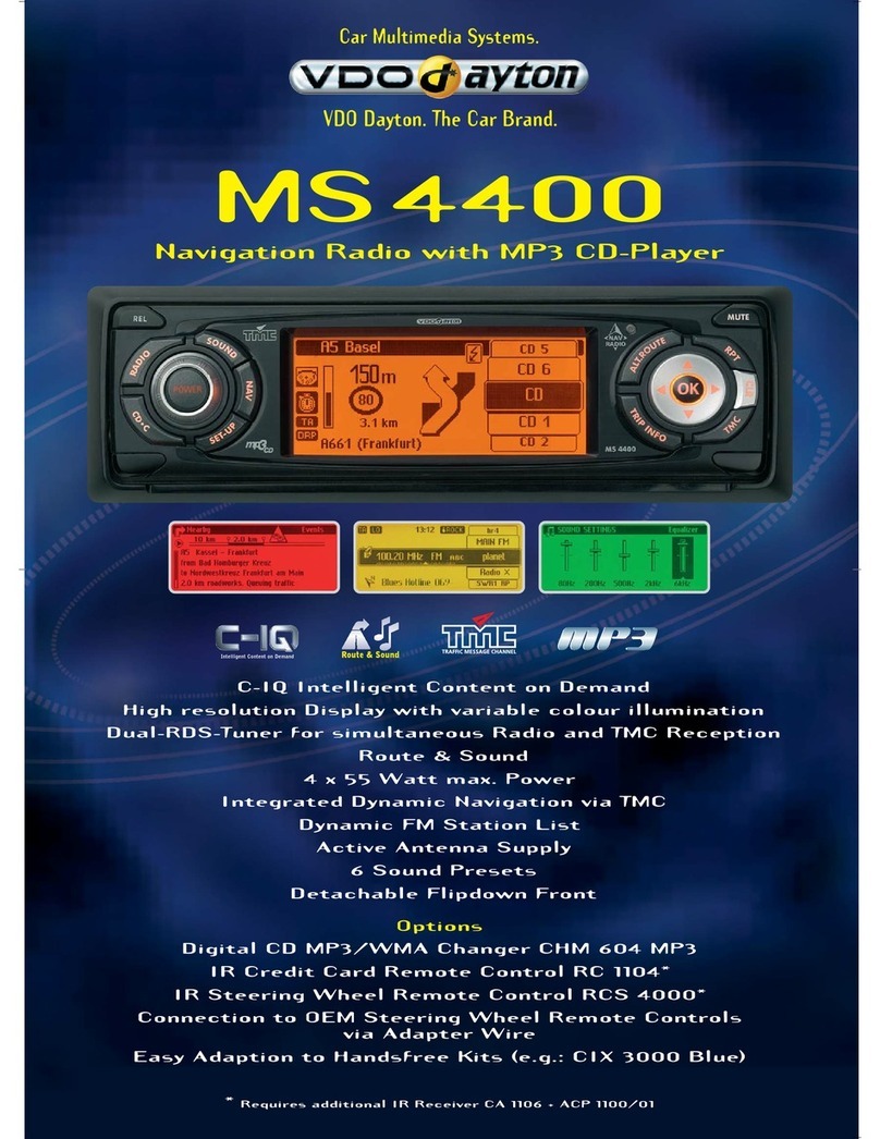 VDO Car Multimedia Systems MS4400 Specifications