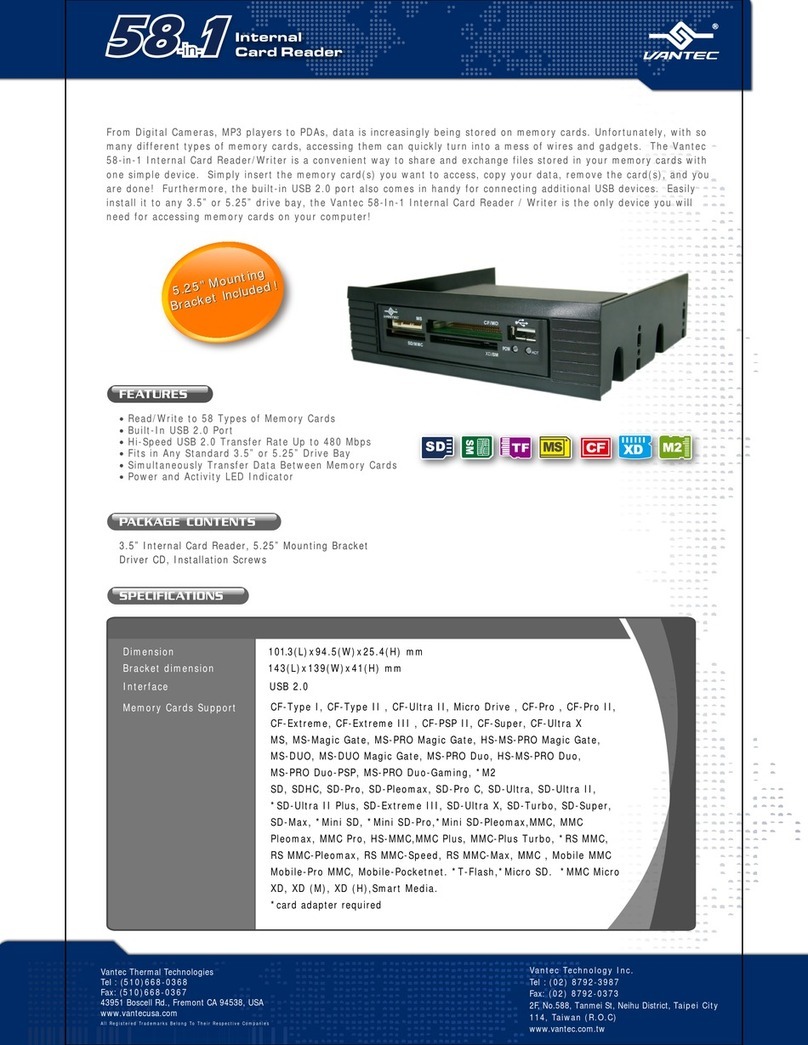 Vantec Internal Card Reader UGT-CR905 Specifications