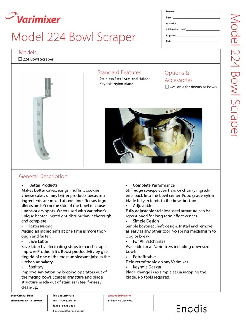 Varimixer Bowl Scraper 224 Specifications