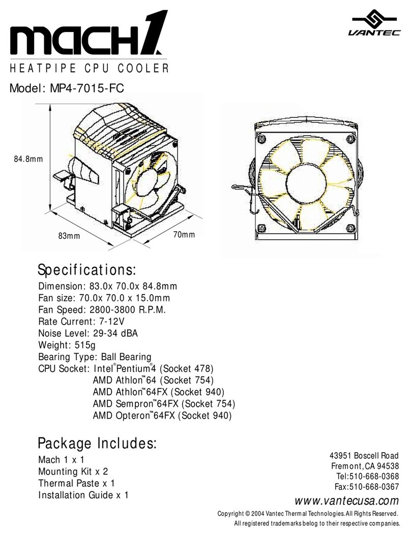 Vantec Heatpipe CPU Cooler MP4-7017-FC User manual Vantec Heatpipe CPU Cooler MP4-7017-FC User manual