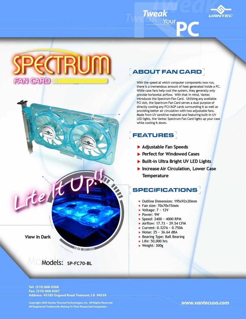 Vantec Spectrum Fan Card SP-FC70-BL User manual Vantec Spectrum Fan Card SP-FC70-BL User manual