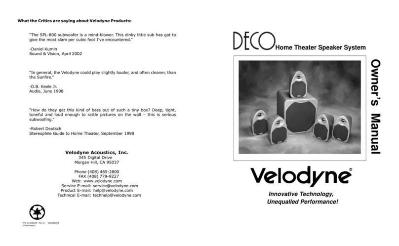 Velodyne DECO owner's manual