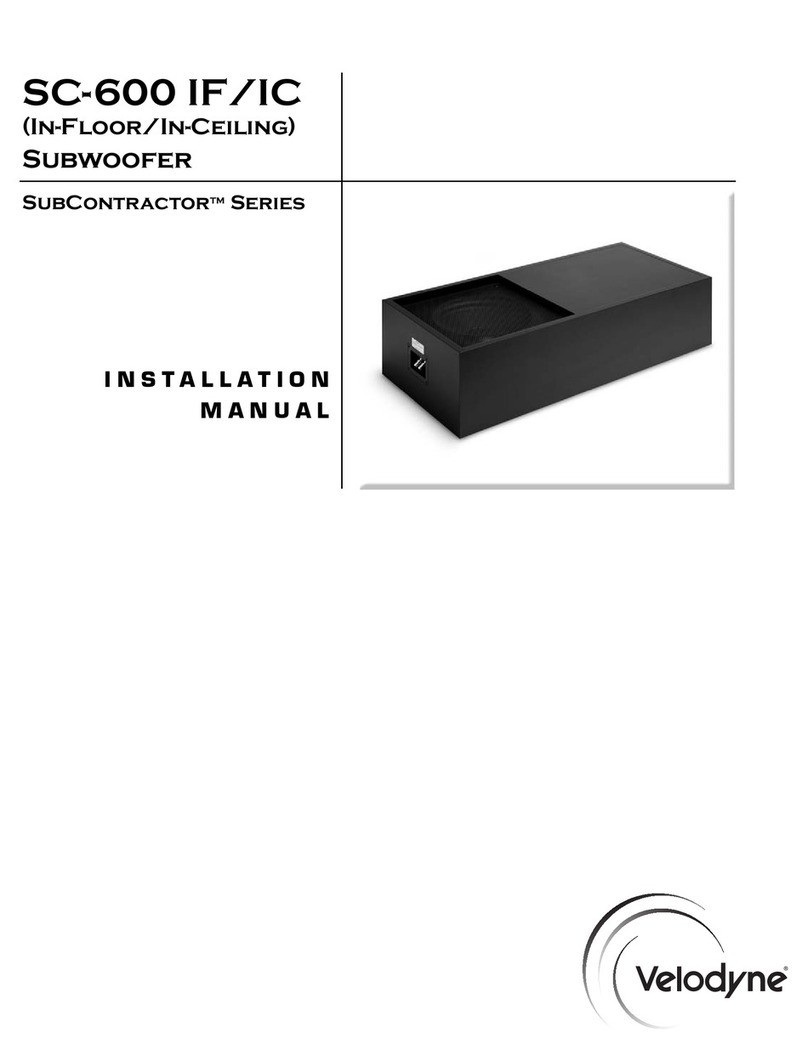 Velodyne SUBCONTRACTOR SC-600 Amplifier installation manual