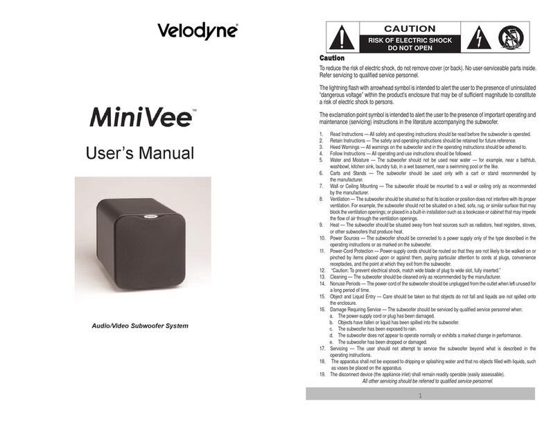 Velodyne MiniVee Audio/Video user manual