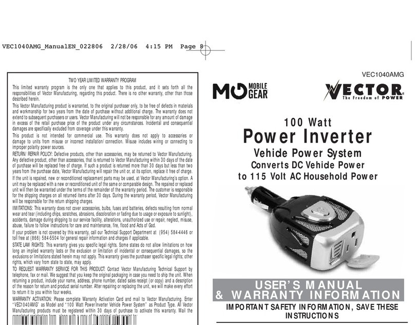 Vector BD022806 User's manual & warranty information