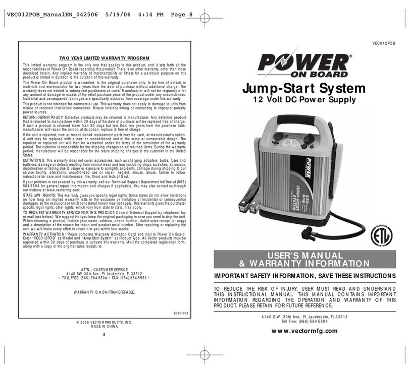 Vector Power On Board VEC012POB User manual