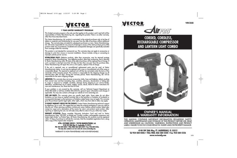 Vector AIRPRO VEC258 owner's manual Vector AIRPRO VEC258 owner's manual