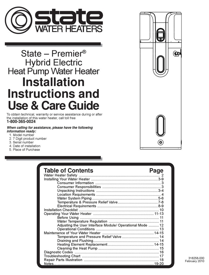 State Water Heaters 318258-000 Installation Instructions and Use & Care Guide