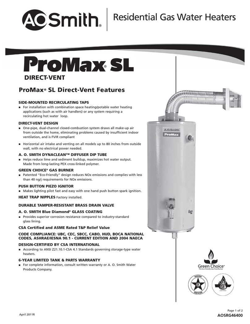 A.O. Smith ProMax SL Specification sheet A.O. Smith ProMax SL Specification sheet