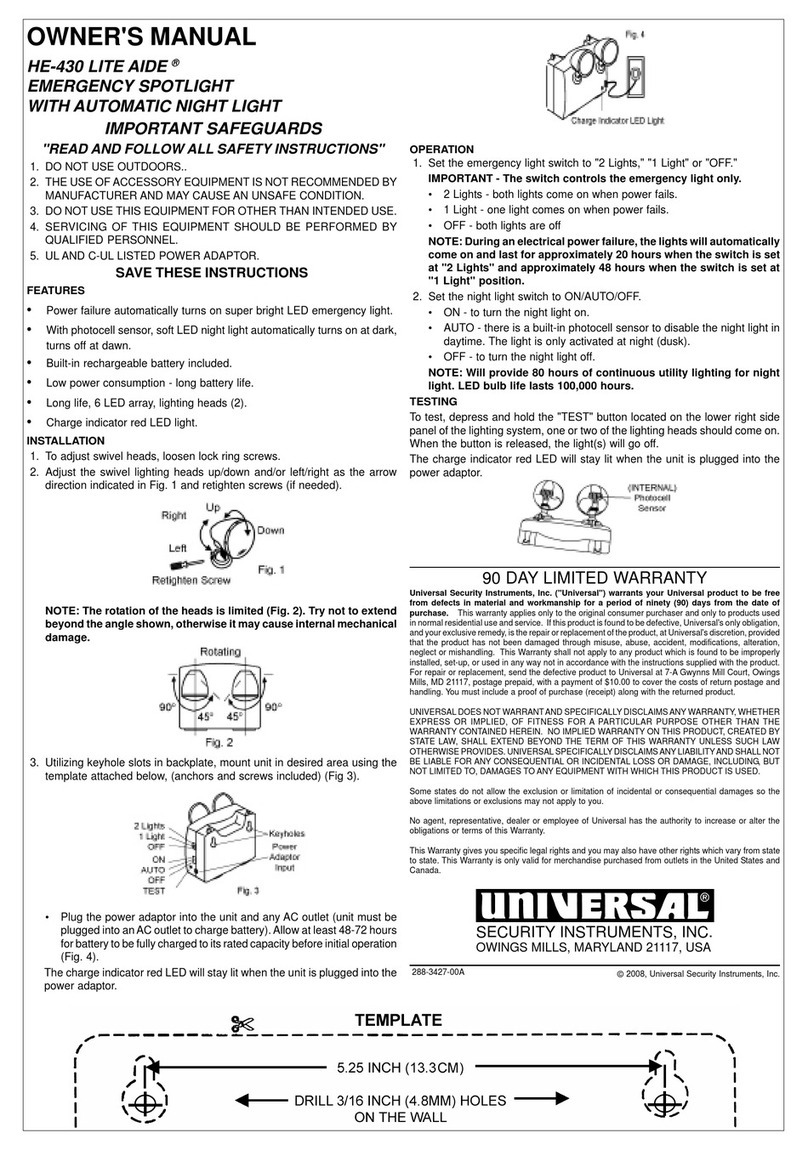 Universal Security Instruments LITE AIDE HE-430 owner's manual