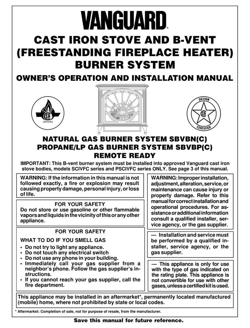 Vanguard SBVBN(C) OPERATING AND INSTALLATION Manual