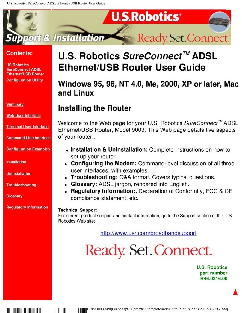 US Robotics SureConnect U.S. Robotics SureConnect ADSL Ethernet/USB... User manual