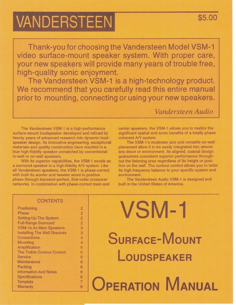 Vandersteen Audio Surface-Mount Loudspeaker VSM-1 Operation manual Vandersteen Audio Surface-Mount Loudspeaker VSM-1 Operation manual